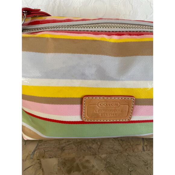 Vtg COACH striped multicolored coated fabric Y2K Demi mini bag - Picture 6 of 11